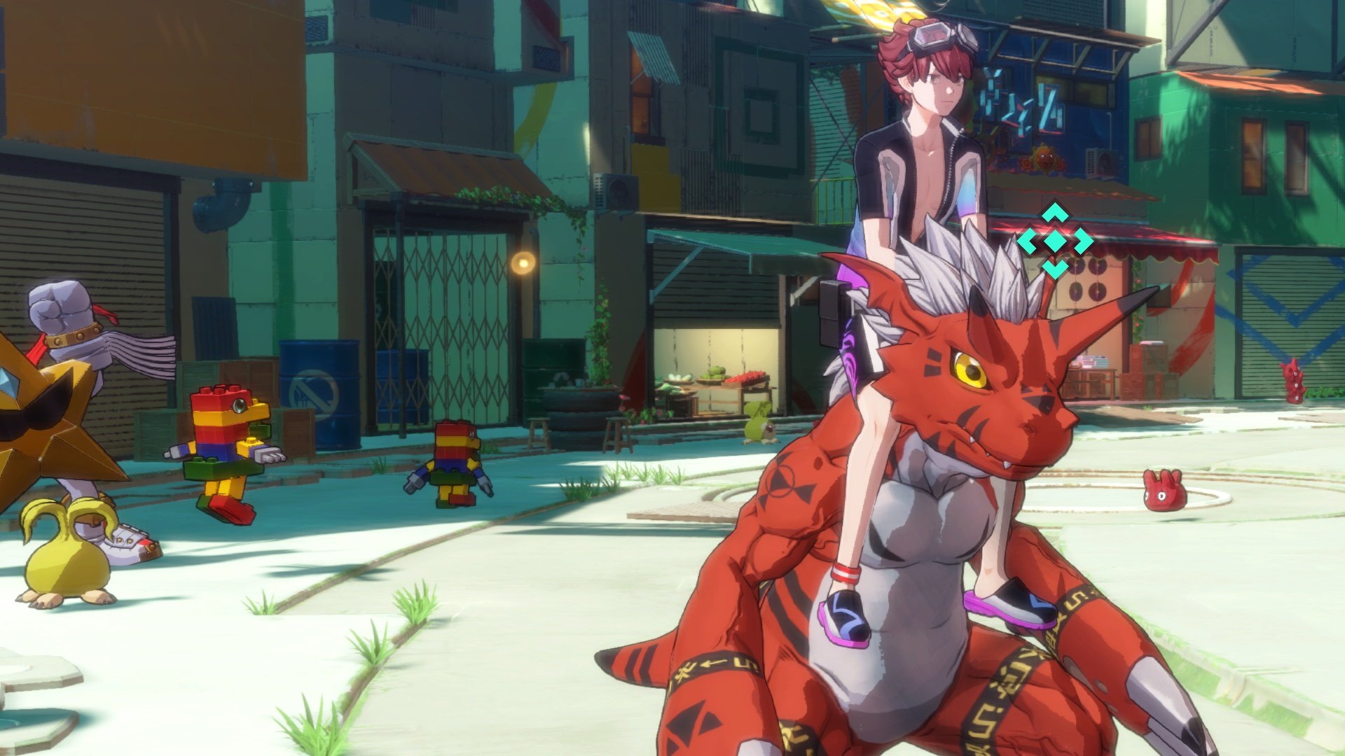 The main character of Time Stranger rides on Growlmon's shoulders